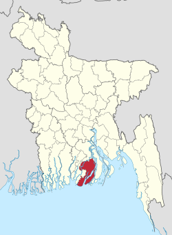 बांग्लादेश के मानचित्र पर बरगुना जिले की अवस्थिति