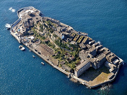 Hashima / Gunkanjjima (Luftbild). Nagasaki, Japan (UNESCO-Welterbe auf Kyūshū)