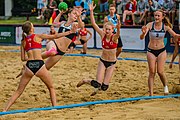 Deutsch: Beachhandball U-17-Europameisterschaften 2019 (Beach handball Euro); Tag 3: 29. Juni – Mädchen, Hauptrundengruppe I, Litauen-Deutschland 0:2 (156:25, 4:18) English: 2019 Women's Ech Beach Handball 17; Day 3: 29 June 2019 – Girls Main Round Group I – Lithuania Vs. Germany 0:2 (156:25, 4:18)