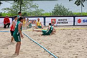 Deutsch: Beachhandball Europameisterschaften 2019 (Beach handball Euro); Tag 2: 3. Juli 2019 – Männer, Vorrunde Gruppe C, Nordmazedonien-Schweiz 0:2 (13:22, 18:19) English: Beach handball Euro; Day 2: 3 July 2019 – Women Preliminary Round Group A – Men Preliminary Round Group C – North Macedonia-Switzerland 0:2 (13:22, 18:19)