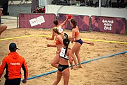 Deutsch: Beachhandball bei den Olympischen Jugendspielen 2018; Tag 5, 10. November 2018; Mädchen, Hauptrunde - Kroatien-Niederlande 1:2 English: Beach handball at the 2018 Summer Youth Olympics at 11 October 2018 – Girls Main Round – Croatia-Netherlands 1:2