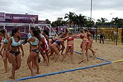 Deutsch: Beachhandball bei den Olympischen Jugendspielen 2018; Tag 5, 10. November 2018; Mädchen, Hauptrunde - Ungarn-Paraguay 2:0 English: Beach handball at the 2018 Summer Youth Olympics at 11 October 2018 – Girls Main Round – Hungary-Paraguay 2:0