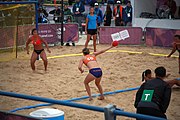 Deutsch: Beachhandball bei den Olympischen Jugendspielen 2018; Tag 5, 10. November 2018; Mädchen, Hauptrunde - Chinese Taipei (Taiwan)-Niederlande 1:2 English: Beach handball at the 2018 Summer Youth Olympics at 11 October 2018 – Girls Main Round – Chinese Taipei (Taiwan)-Netherlands 1:2