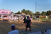 Deutsch: Beachhandball bei den Olympischen Jugendspielen 2018; Tag 3, 9. Oktober 2018; Mädchen, Vorrunde, Gruppe B - Venezuela-Niederlande 1:2 English: Beach handball at the 2018 Summer Youth Olympics at 9 October 2018 – Girls Preliminary Round Group B‎ – Venezuela-Netherlands 1:2