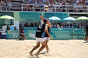 Deutsch: Beachvolleyball bei den Olympischen Jugendspielen 2018; Tag 11, 17. Oktober 2018; Jungen, Spiel um Platz 3 – Argentinien-Ungarn 2:0 (21–15/21–15) English: Beach volleyball at the 2018 Summer Youth Olympics at 17 October 2018 – Bronze Medal Match – Argentina-Hungary 2:0 (21–15/21–15)