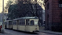Gotha-Großraumzug mit Tw 218 005 (TDE 61) auf der Linie 86 in der Köpenicker Kirchstraße, 1973