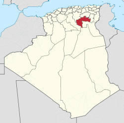 Map of Algeria highlighting Biskra