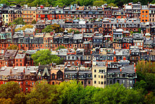 Buildings in Back Bay constitute one or two very common building types of the period. Note that the materials and styles can be very different on the same types. Boston backbay brownstones.jpg