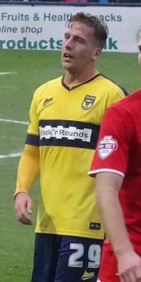 Howard playing for Oxford United in 2014 . Brian Howard 15-11-2014 1.jpg