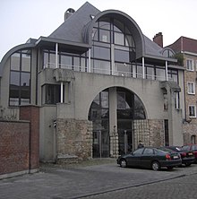 Modern apartment building incorporating remains of the Dominican church Brugge - former churche Dominicans - Predikherenrei.jpg