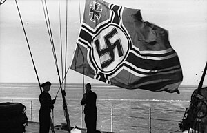 Reichskriegsflagge on a ship Bundesarchiv Bild 101II-MN-1009-39, Danemark, Reichskriegsflagge.jpg