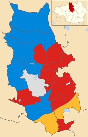 2019 local election results in Bury Bury UK local election 2019 map.png