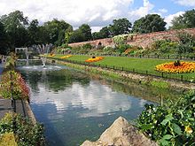 The Canal Gardens, Roundhay Park in Leeds, 1833, an early revival. Canal Gardens Aug 2007.JPG