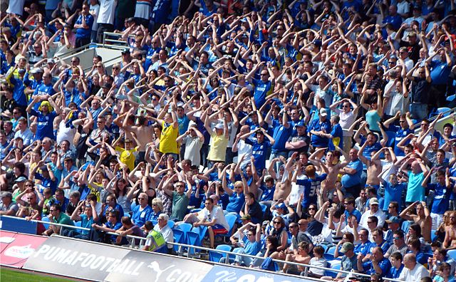 Cardiff City fans performing "the Ayatollah" in 2011
