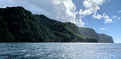 The Cape Saint Martin cliffs and the Dominica channel, as seen from Grand Riviere at the northern tip of the island Cape Saint Martin, Grand Riviere .jpg