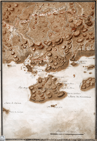 A 1767 map portraying a settlement in Muriqui.