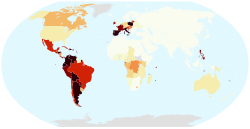 Distribuado de katolikoj ĉirkaŭ la mondo