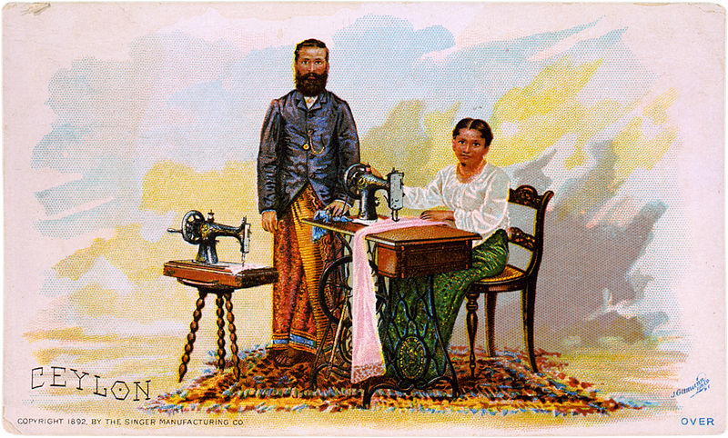 File:Ceylon, advertisement card for Singer sewing machines, 1892.jpg
