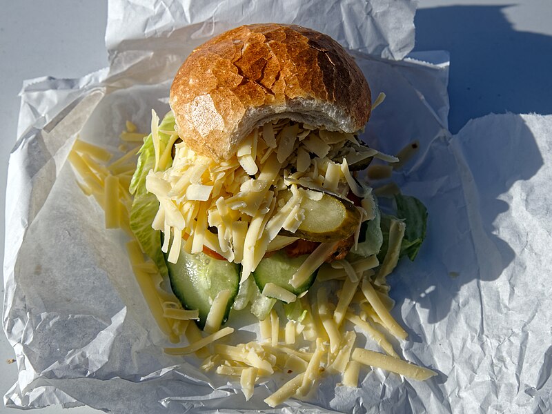 File:Cheese salad roll at The Original Tea Hut at High Beach, Essex, England 02 higher dynamic range.jpg