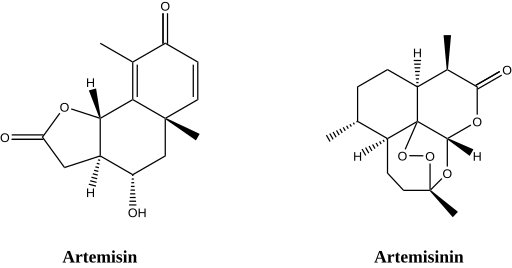 Structures of artemisinin (1); Q260 (2), the UVÀvisible compound that