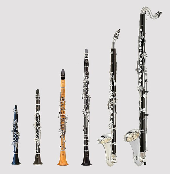 Clarinets in A-flat, E-flat and B-flat-klarinet, bassetclarinet in A, alto clarinet in E-flat and bass clarinet in B-flat