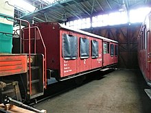 Beiwagen Clm4 der zweiachsigen Triebwagen vor 1945, hinterstellt im Depot Chomutov des Technischen Nationalmuseums Prag