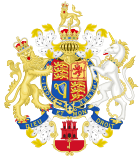 The coat of arms of the government of Gibraltar combines that of His Majesty's Government and Gibraltar's own coat of arms. Coat of Arms of the Government of Gibraltar.svg