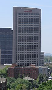 The Coca-Cola Company world headquarters Coca Cola Building from condo buidling at Peachtree St and North Ave.JPG
