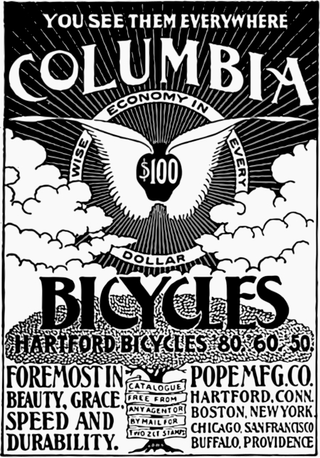 ไฟล์:Columbia Bicycles 1886 Advertisement.svg