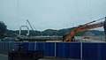 正在施工的漩门湾大桥局部，摄于2020年7月，此时主塔（月环）已接近结顶