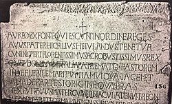 Epigrafe tombale di re Cuniperto, dalla basilica del Santissimo Salvatore.