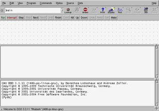 Data Display Debugger graphical user interface (using the Motif toolkit) for command-line debuggers (e.g. GDB, XDB, the Perl debugger, the Bash debugger, the Python debugger, and the GNU Make debugger); a GNU project