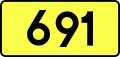 Sign of DW 691 with oficial font Drogowskaz and adequate dimensions.