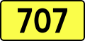 English: Sign of DW 707 with oficial font Drogowskaz and adequate dimensions.