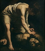 David vencedor de Goliat, por Caravaggio, 1599.