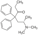 Chemická struktura dextromethadonu.