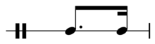 Hard swing (3:1): dotted eighth + sixteenth. Dotted eighth-sixteenth.png