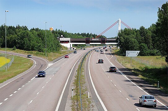 E4 motorway with rest area outside Nyköping, Sweden