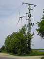 Enercon E-66 behind a power pole (next to Kasberg, Germany)