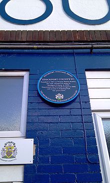 Blue plaque awarded to Stockport County in 2008 EP Blue Plaque.jpg