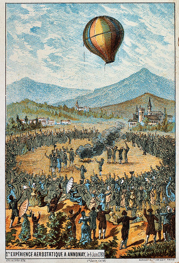 The first flight of the Montgolfière balloon