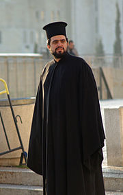 Priest of the Brotherhood of the Holy Sepulchre in Jerusalem. Eastern Orthodox man in Jerusalem by David Shankbone.jpg