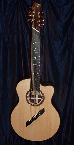 Eight-string multi-scale acoustic guitar by luthier Patrick Hawley of Ottawa, Ontario