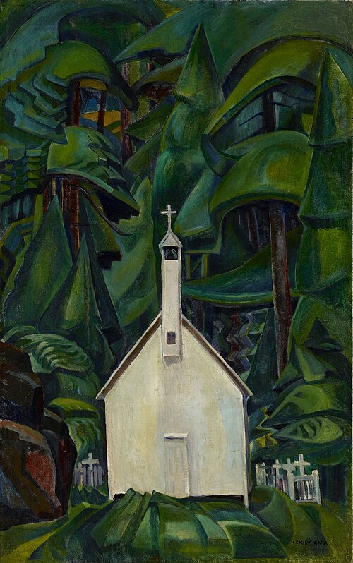 Carr's The Indian Church, 1929. Lawren Harris bought the painting and showcased it in his home. He considered it Carr's best work. It was controversia