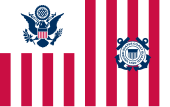 The U.S. Coast Guard's ensign, flown from its ships. Ensign of the United States Coast Guard.svg