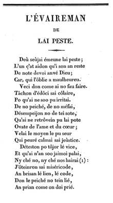 Poem in Burgundian dialect Evaireman de lai peste.png