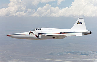 This F-5E was modified by NASA for a constant area beyond drag optimum to reduce the sonic boom F-5E Shaped Sonic Boom Demonstration aircraft.jpg