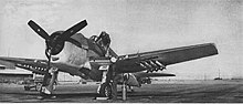 An early-production F6F-5 being tested with eight 5-inch HVAR rockets (circa 1944-45)