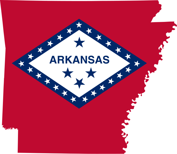 Flag-map of Arkansas