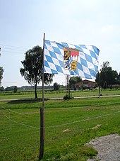 Bayern Fahne mit Stab, blau/weiße Rauten, ca. 15x23cm, für